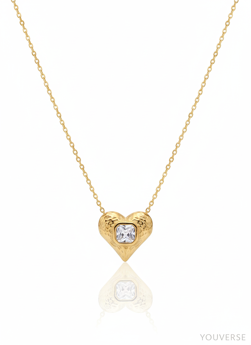 Textured Heart with Square Stone