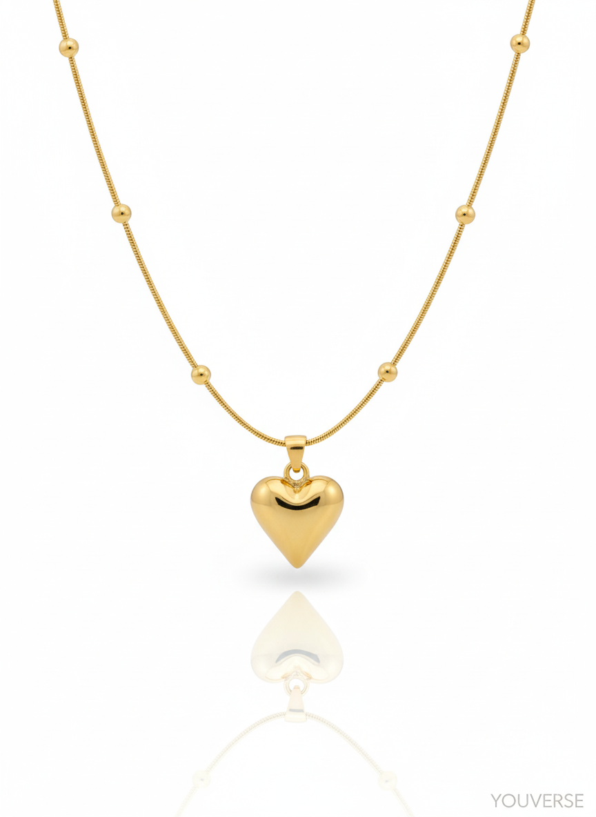 Heart Pendant with Beaded Chain