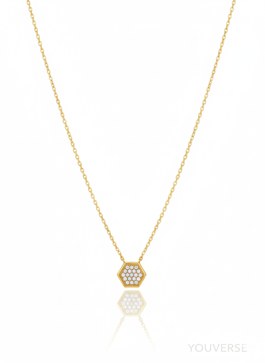 Hexagonal Pendant with Small Crystal Pave