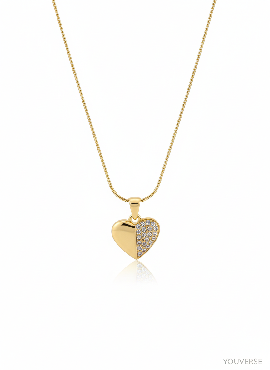 Half Plane Heart with Crystal