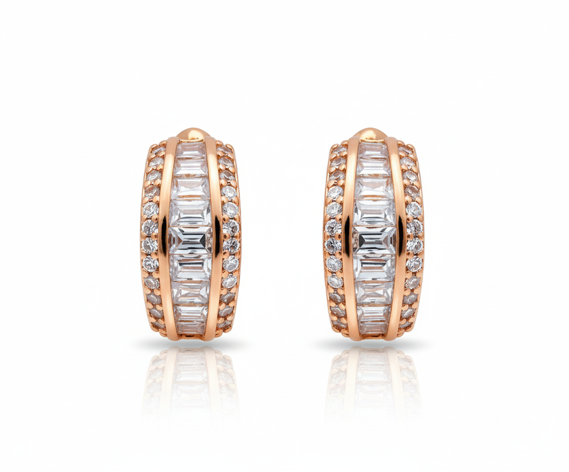 Rectangular Diamond Cluster Studs