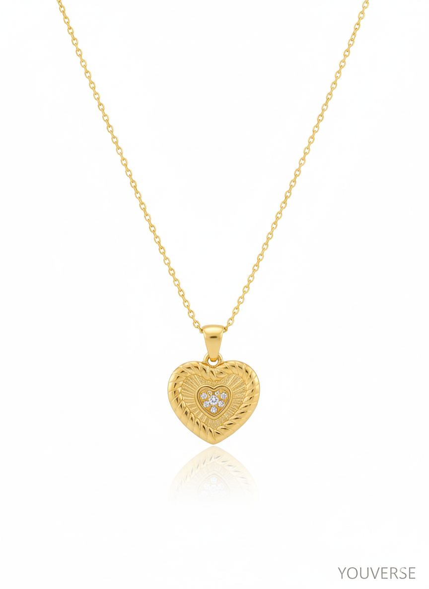 Heart Pendant with Texture and Small Stones
