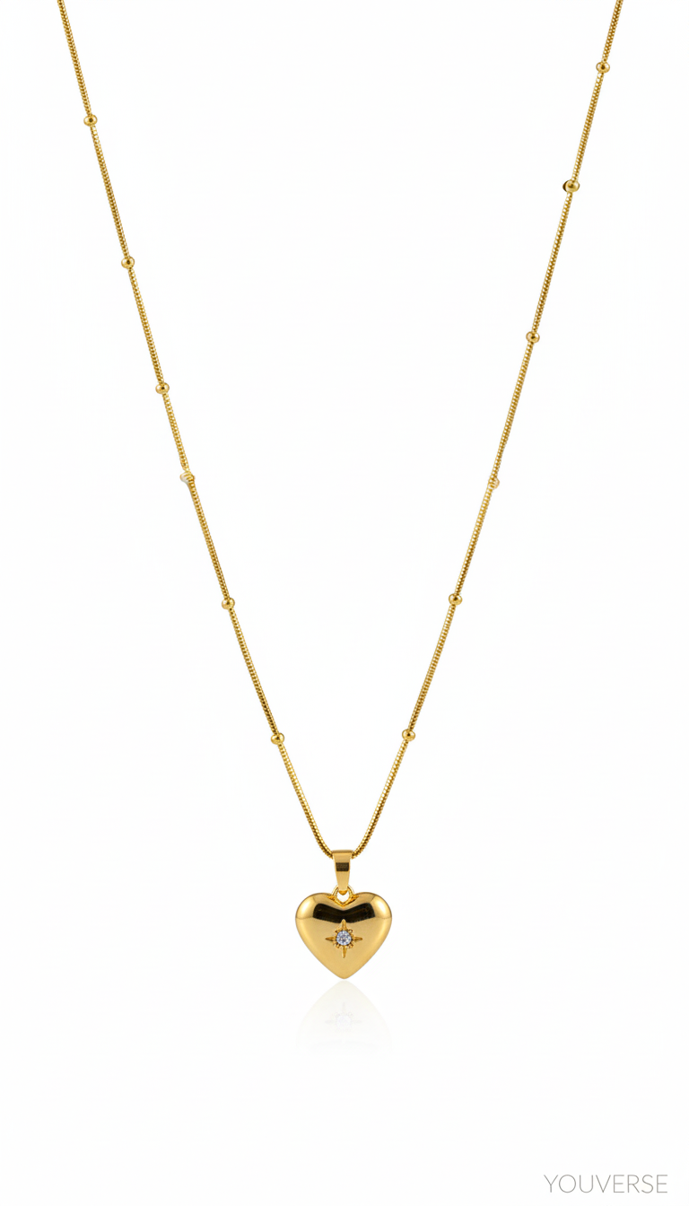 Heart with Diamond Pendant with Neck Chain