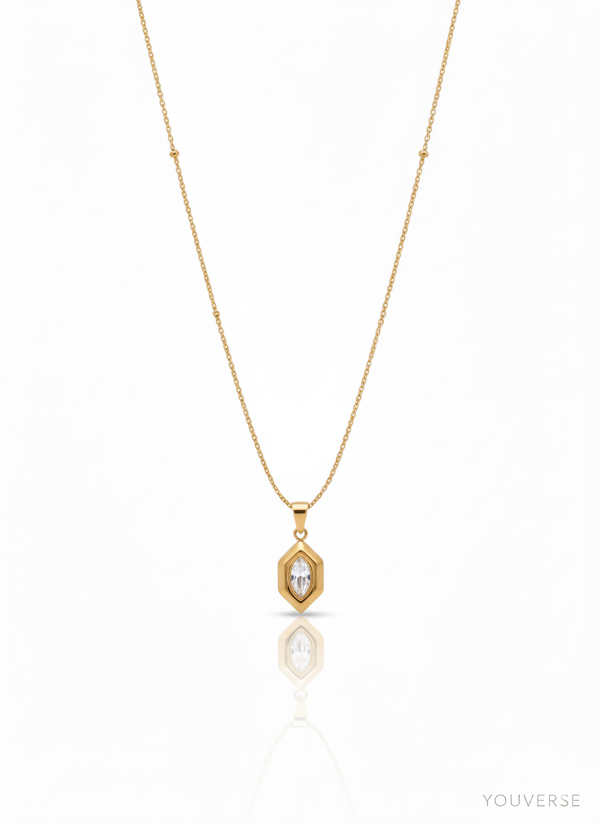 Hexa Diamond Pendant with Neck Chain