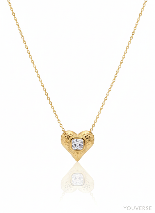 Textured Heart with Square Stone