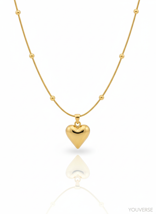 Heart Pendant with Beaded Chain