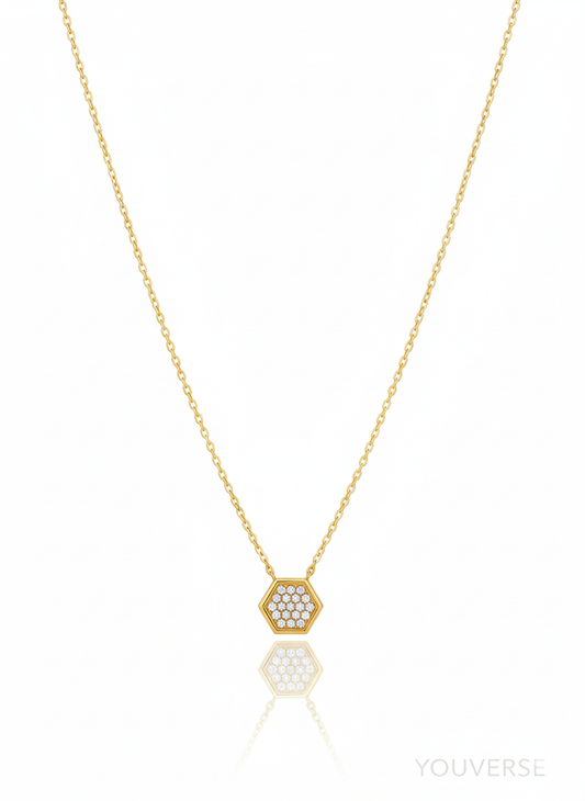 Hexagonal Pendant with Small Crystal Pave