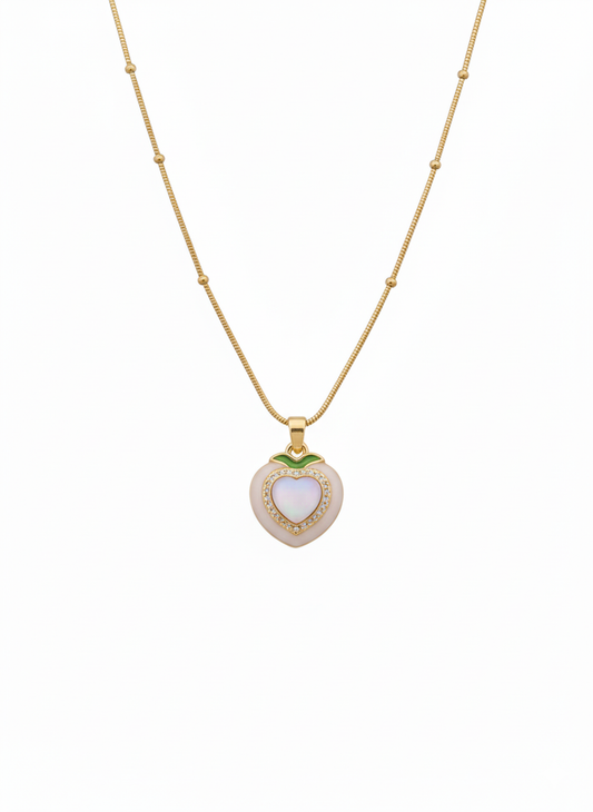 Peach Heart Pendant with Neck Chain