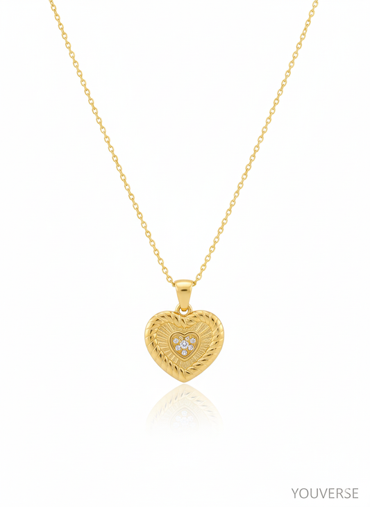 Heart Pendant with Texture and Small Stones
