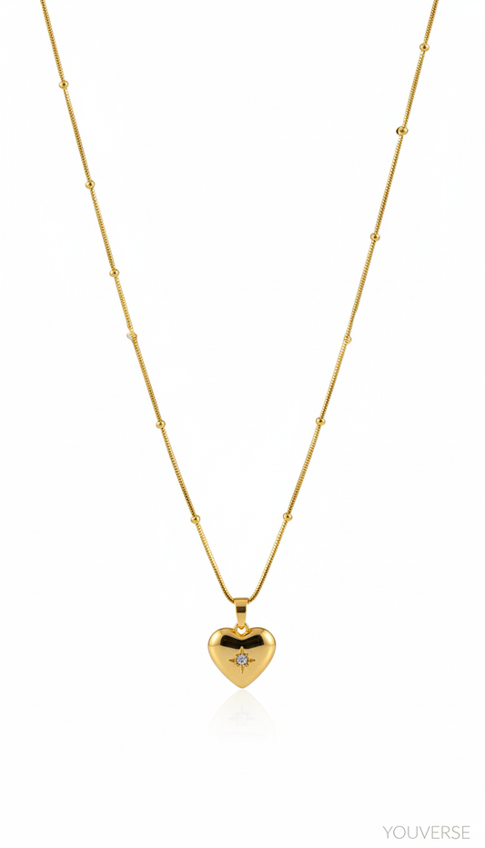 Heart with Diamond Pendant with Neck Chain