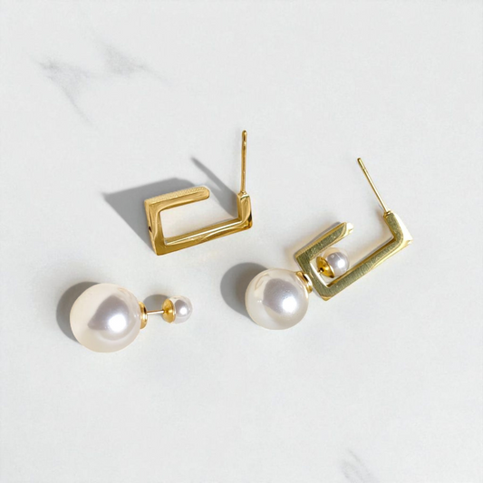 2 in 1 Pearl Earrings